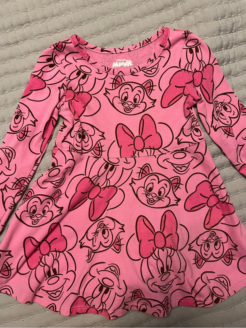 Disney Pink Minnie Mouse Long Sleeve Swing Dress